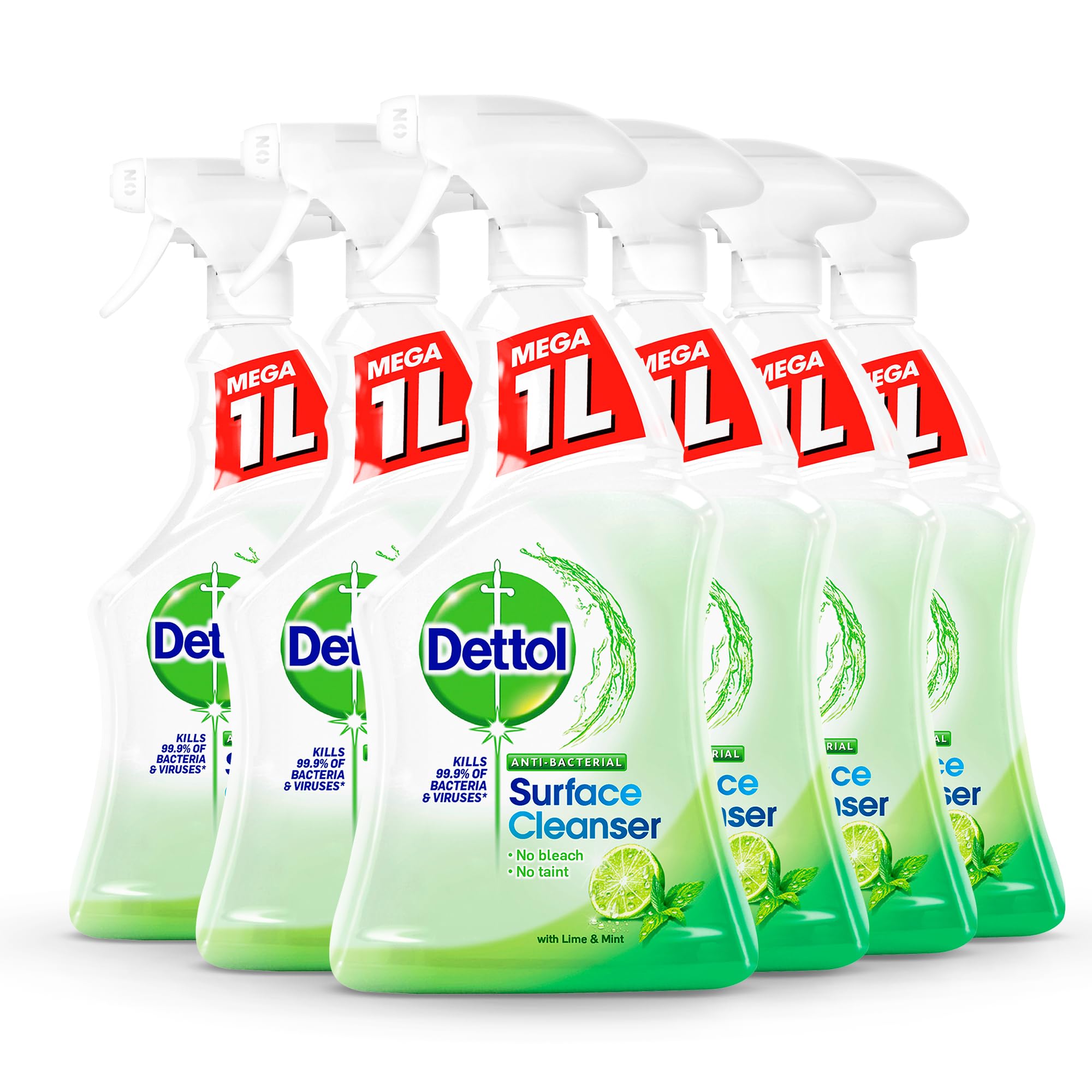 Dettol Antibacterial Disinfectant Spray Lime & Mint 6-Pack (6x1L